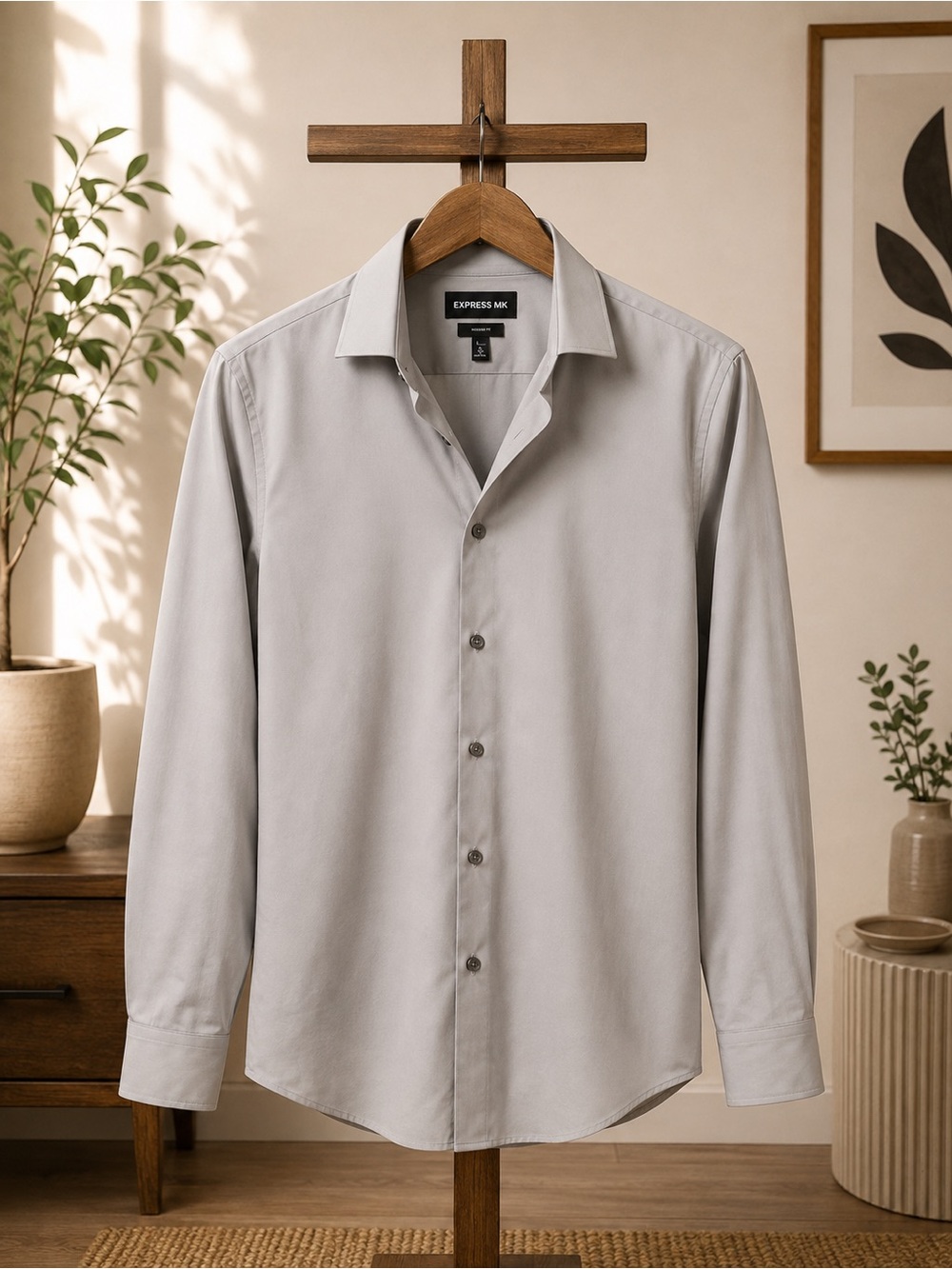 Express Men's Light Gray Shirt Jacket